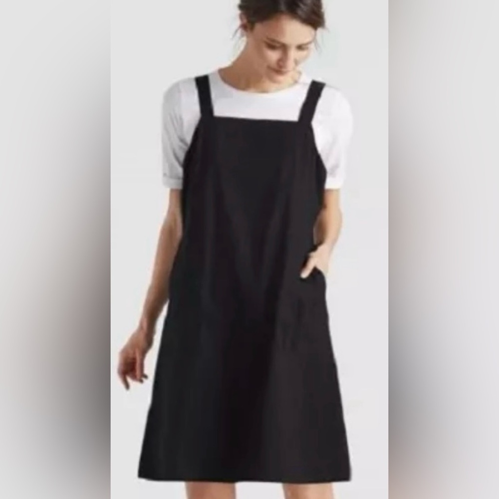Eileen Fisher Organic Stretch Cotton Poplin Dress, NWT, Petite Large, Black